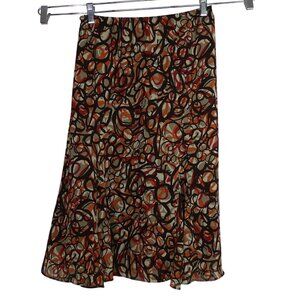 Elementz Multicolor Abstract Print A-line Midi Skirt Women Size S Lined